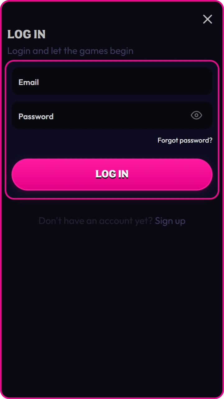 Enter your credentials for quick access to Wildzy from your mobile device.