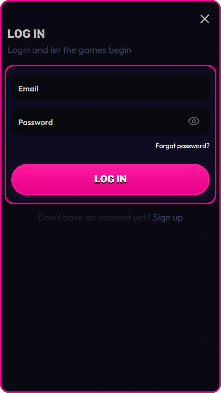 Easily log in to your secure mobile account and enjoy the best games at Wildzy.