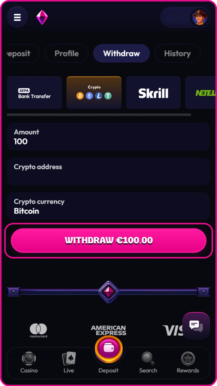 Easily withdraw additional winnings obtained through bonuses on the Wildzy website.