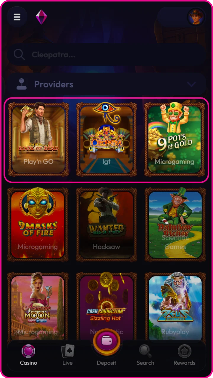 Use active bonus funds to play popular slots from leading providers at Wildzy.