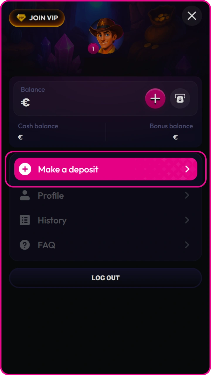 Click to make a deposit and gain access to exclusive promotions for players on the Wildzy platform.