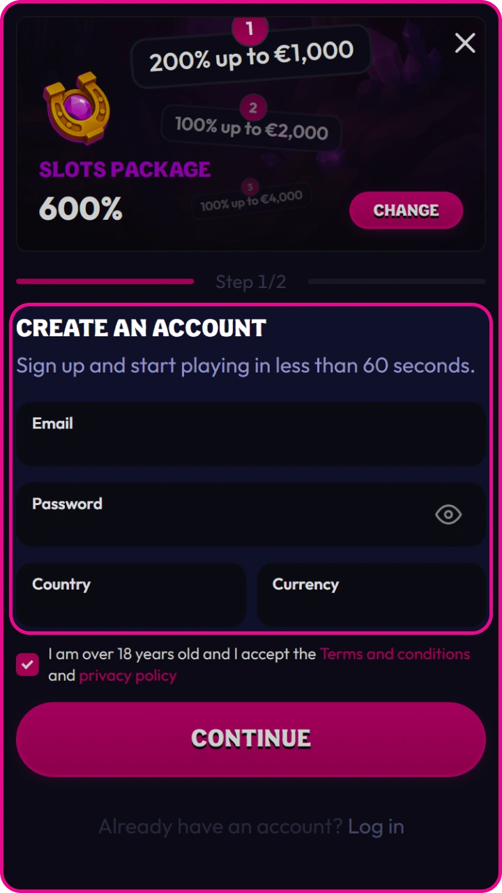 Sign up today to access the generous deposit bonus packages offered by Wildzy.