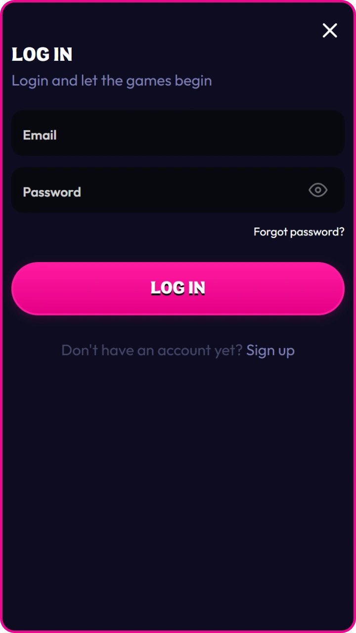 Quickly log in to your account to access the secure Wildzy cashier section.