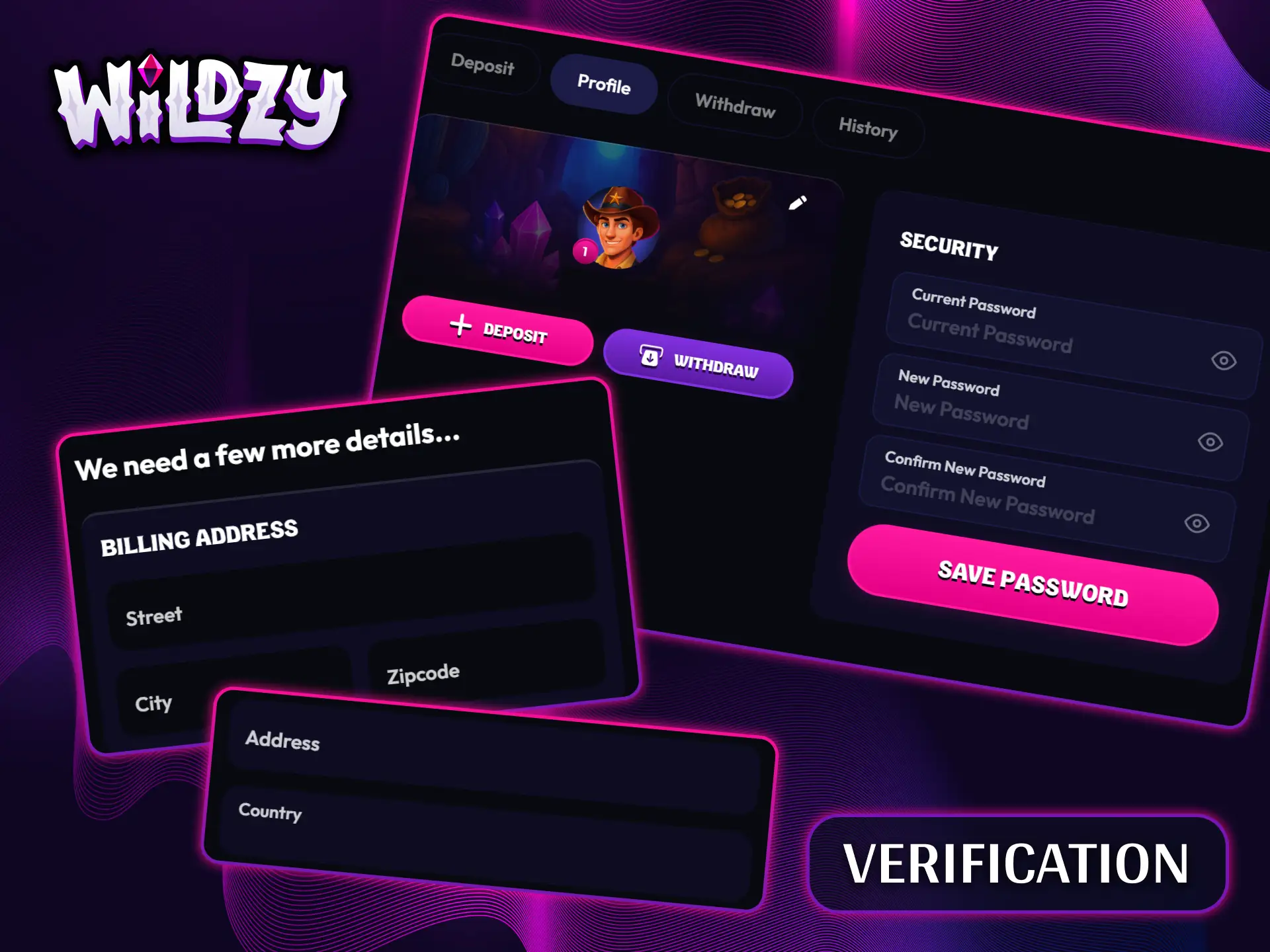 Complete a quick and simple account verification to unlock access to all Wildzy features.
