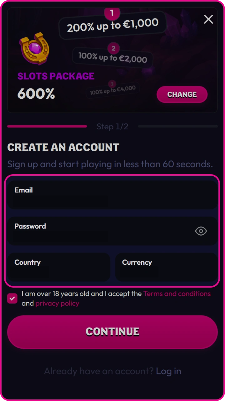 Get an amazing 600% slots bonus by quickly creating an account at Wildzy.