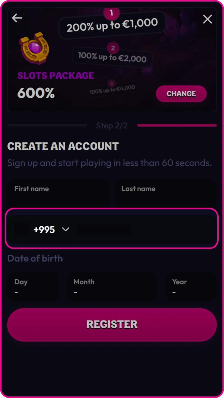 Confirm your details and start winning on Wildzy right now.