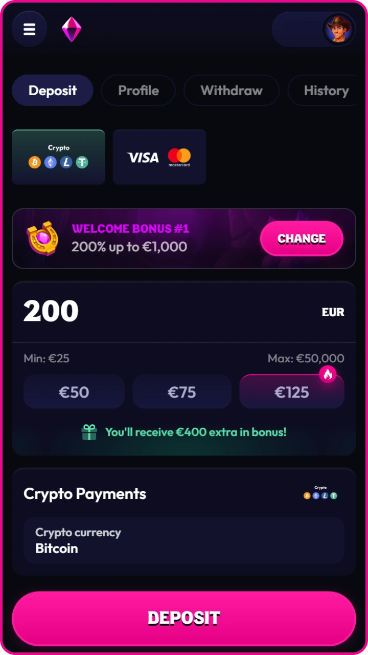 Instantly top up your balance to place bets on real-time predictions at Wildzy.