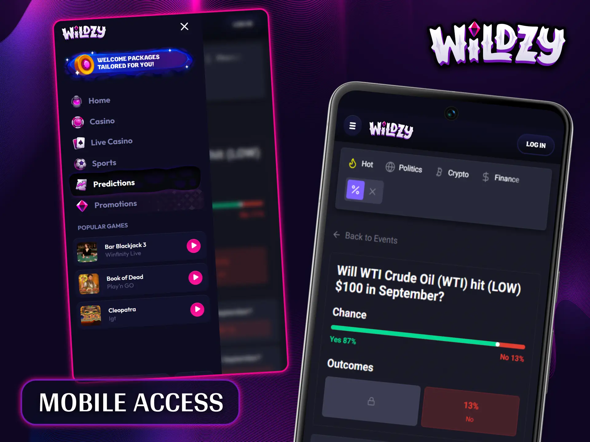 Access prediction markets on the go with the Wildzy mobile platform.