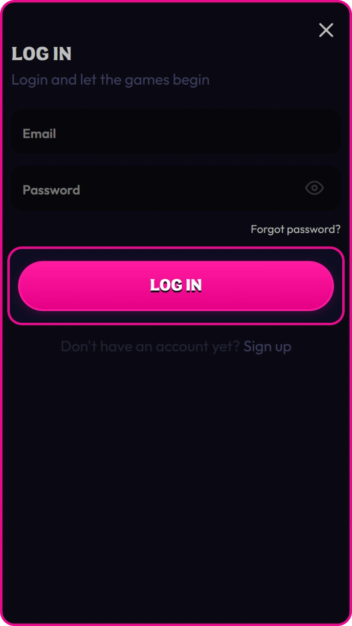 Confirm your account login details to start playing for real money at Wildzy right away.