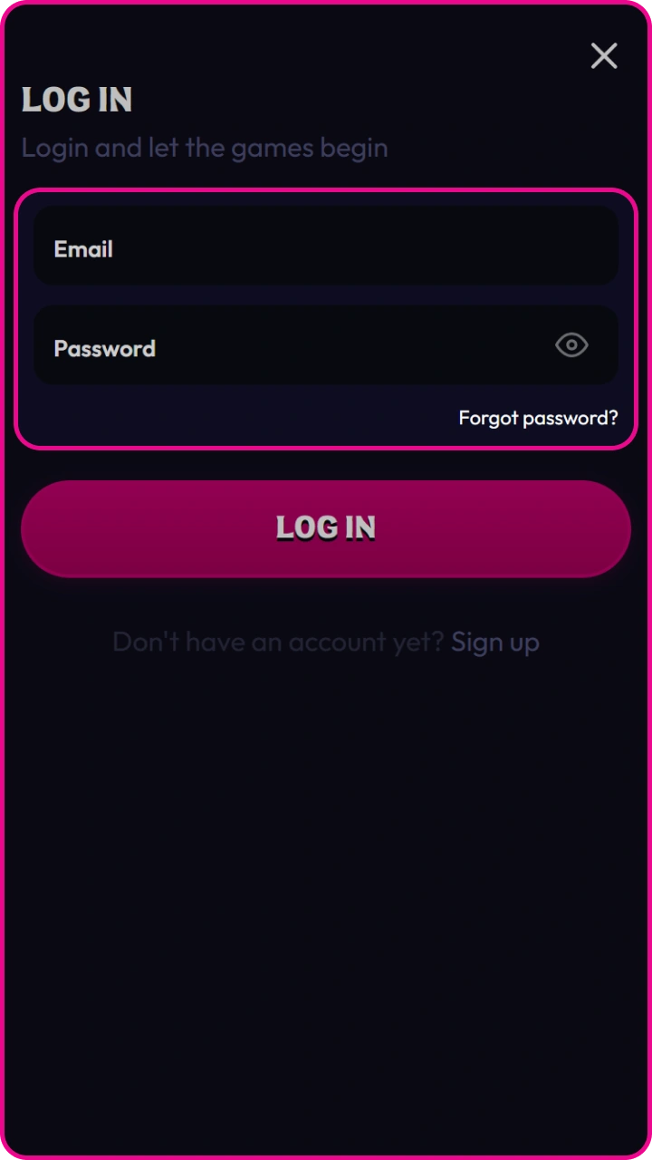 Enter your email address and password to log in to your Wildzy account.