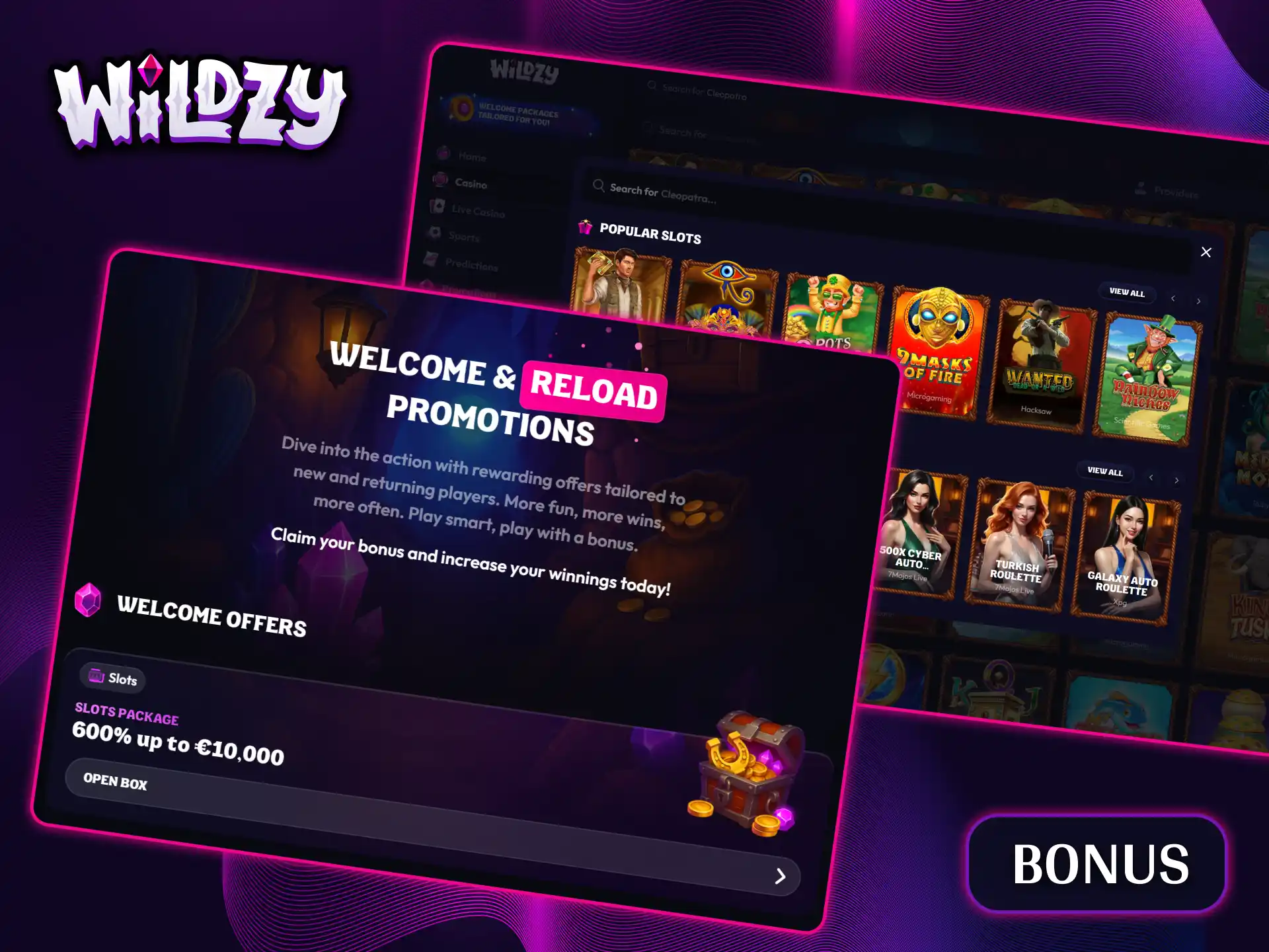 Boost your slots balance with generous welcome packages at Wildzy.
