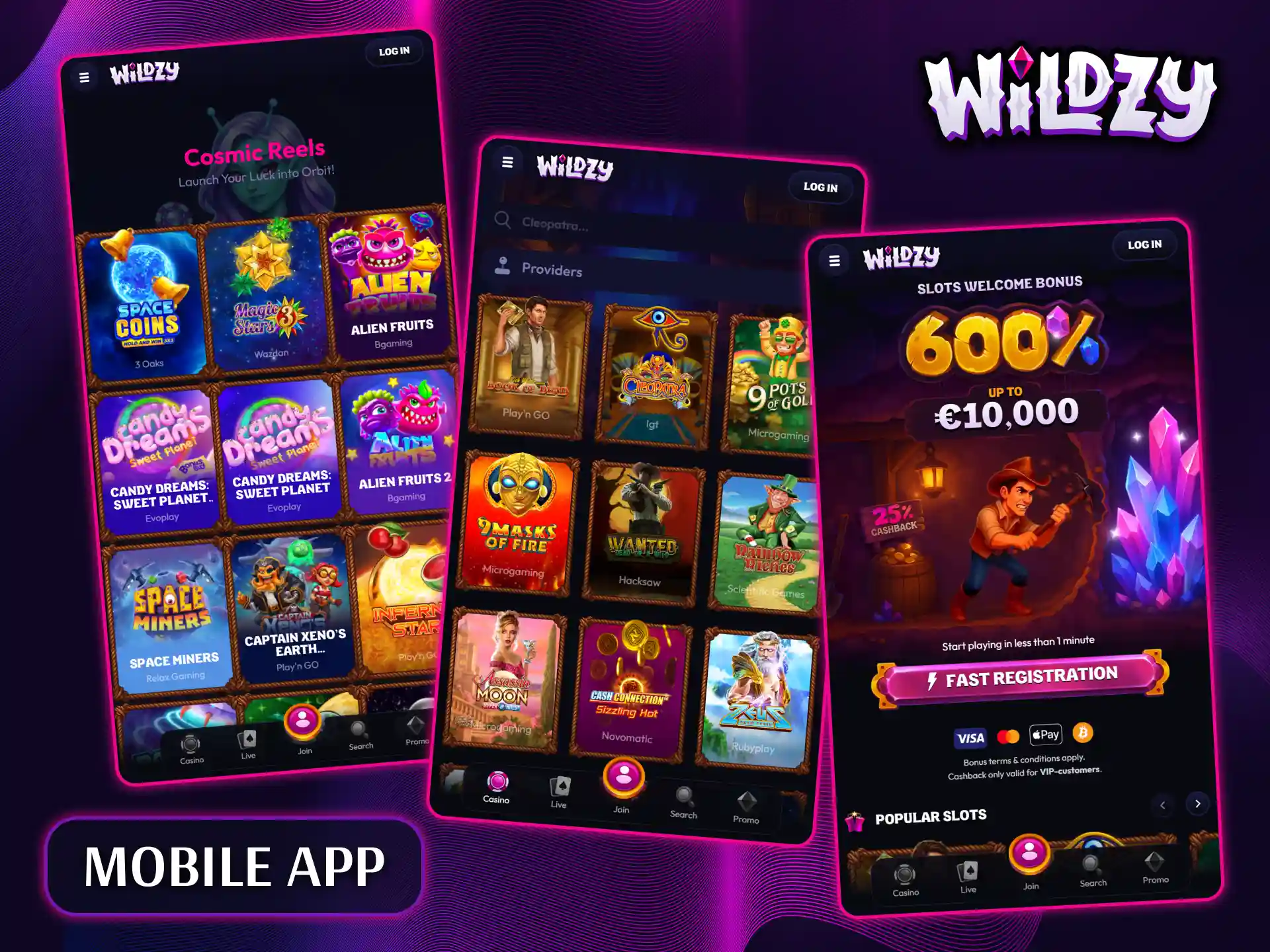 Enjoy smooth slot gameplay and exclusive mobile features with the Wildzy app.
